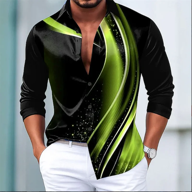 Men's Shirt Long Sleeve Silk 3D print Shirt