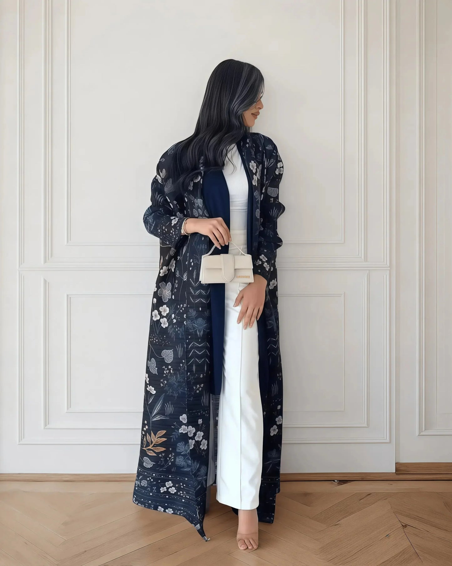 Vintage Print Abaya - Flowy Kimono Cardigan