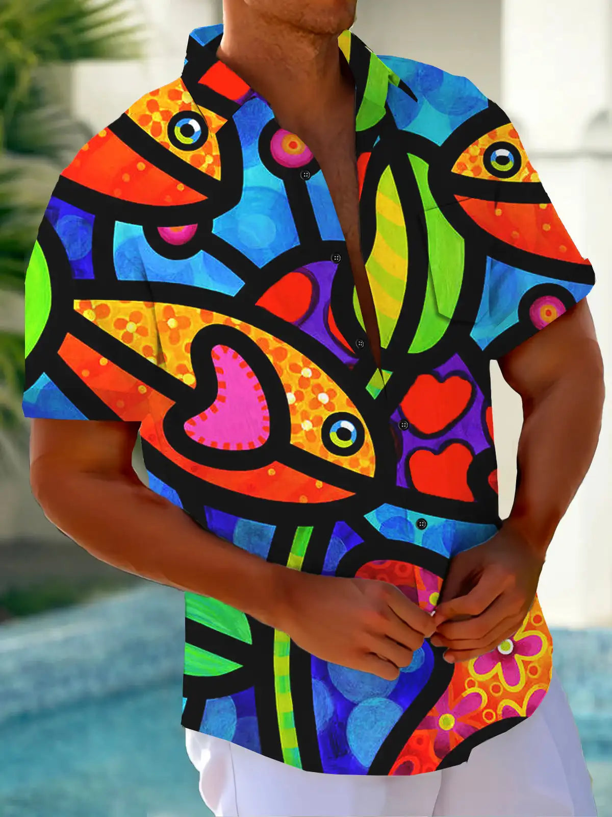 Men's Hawaii Beach Print Shirt | Short Sleeve
