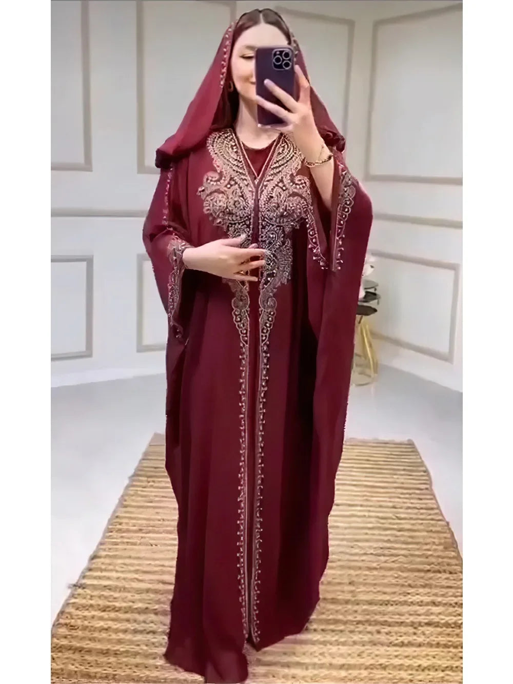 Diamond Hooded Abaya - 2 Piece Morocco Set