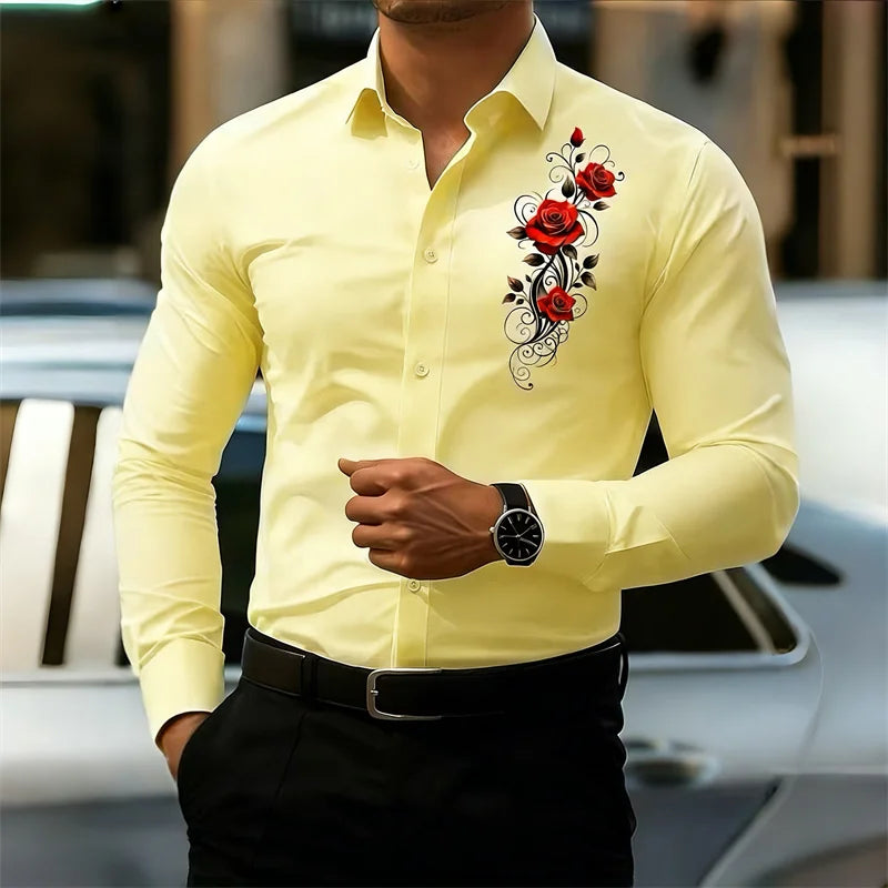Vintage Rose Print Shirt - Long Sleeve