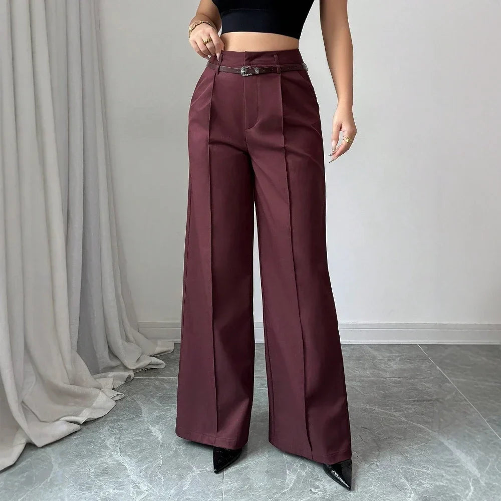 Pants Summer Korean Comfortable Plain Full Length Wide Leg Vacation Pants For Women