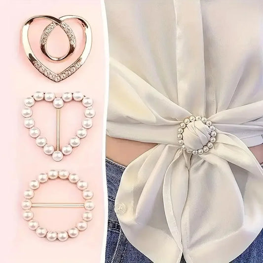 Pearl Rhinestone Brooch - Minimalist Pin