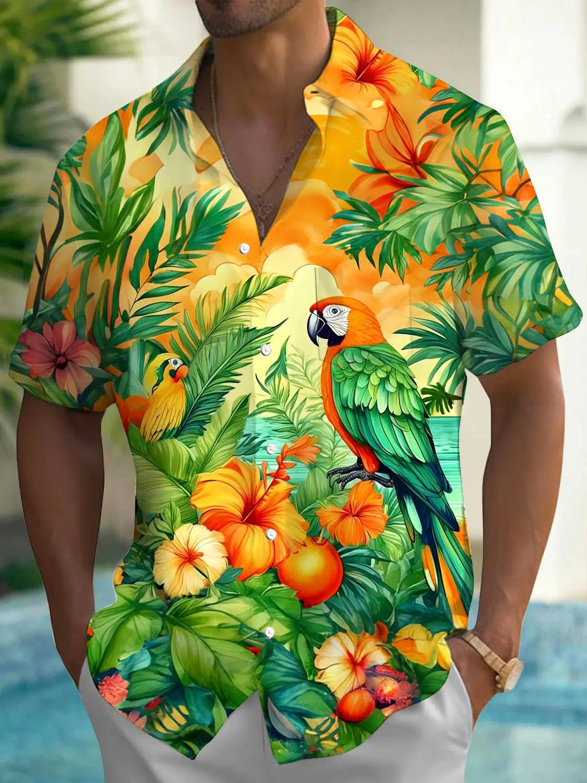 Men's Hawaii Beach Print Shirt | Short Sleeve